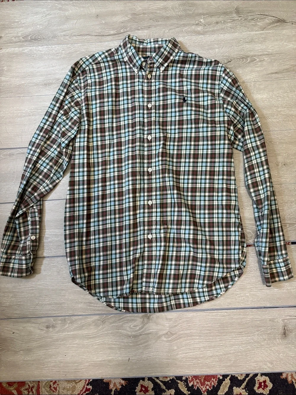 Polo by Ralph Lauren Brown and Blue Plaid Button-Down Shirt